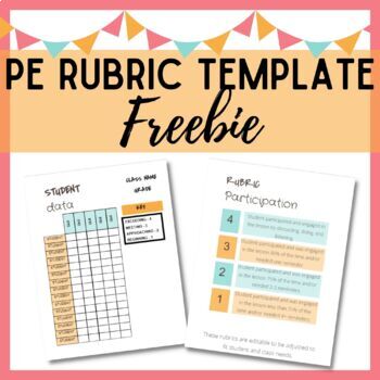 Preview of PE Rubric Template FREEBIE