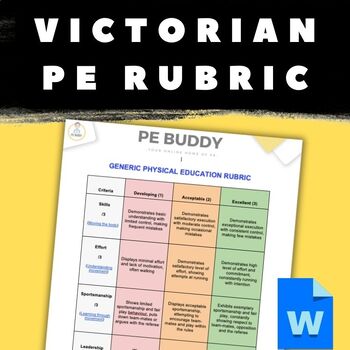 Preview of PE Rubric for any sport - Victorian Curriculum + Personal/Social Capability