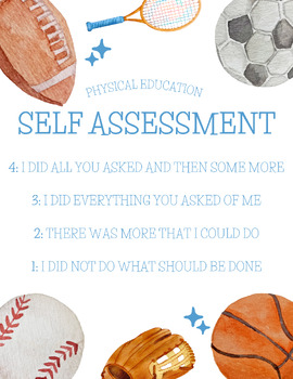 Preview of PE Self Assessment - Grade Scale