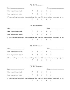 Preview of PE Self-Assessment Slips