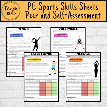 Preview of PE Sports Skills Sheets Peer & Self Assessment Worksheets