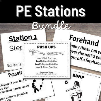 Preview of PE Stations Bundle - Physical Education Sport & Fitness Centers Task Cards
