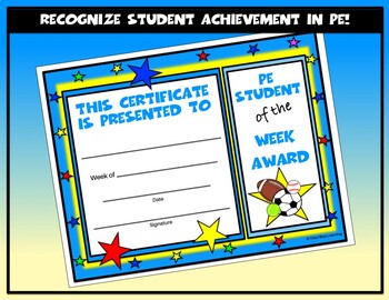 PE Certificate Student of the Week Award Editable by Diazi Blue