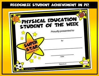 PE Student of the Week Certificate - Editable by Diazi ...