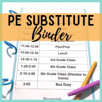 Preview of PE Substitute Binder and Lesson Plans