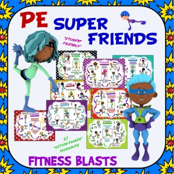 Preview of PE Super Friends Fitness Blasts- 27 Mini Workouts- Landscape Format