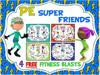 Preview of PE Super Friends Fitness Blasts- 4 FREE Mini Workouts
