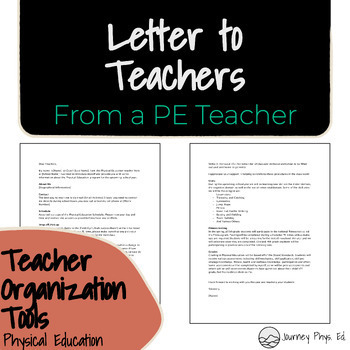 Preview of PE Teacher Letter Template to send to Classroom Teachers