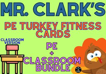 Preview of PE Turkey Fitness Cards (PE and Classroom) Versions