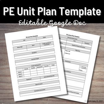 Preview of PE Unit Plan Template - Simple, Editable Planning Resource