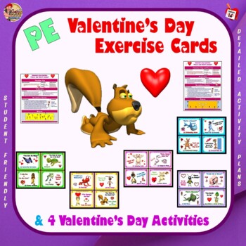 Preview of PE Valentine Exercise Cards and 4 Valentine's Day Activities