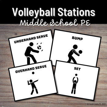 Preview of PE Volleyball Skill Stations - Physical Education Center Task Cards