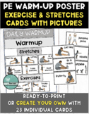 PE Warm-up Poster - Exercise & Stretches Cards with Pictur