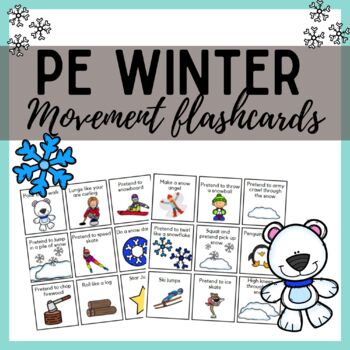 Preview of PE Winter Movement Flashcard Freebie