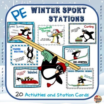 Preview of PE Winter Sport Stations: 20 Activities and Station Cards
