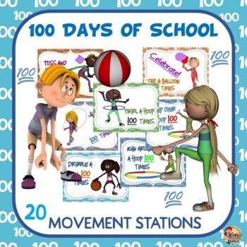 Preview of 100 Days of School: 20 Movement Stations