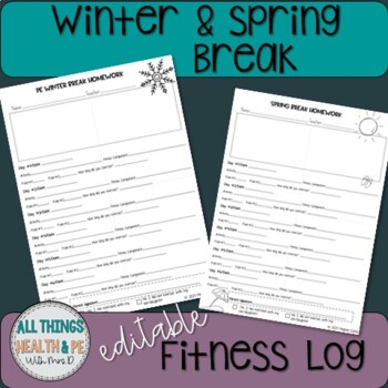 Preview of PE Winter & Spring Break Fitness Log