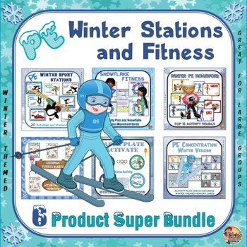 Preview of PE Winter Stations and Fitness- 6 Product Super Bundle