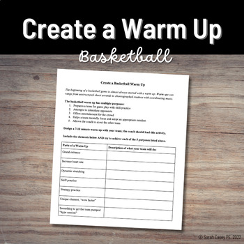 Preview of PE Worksheet: Create a Basketball Warm-Up - Injury Prevention Peer Activity