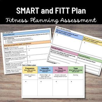 Preview of PE Worksheet: SMART and FITT Plan - Set SMART Goals and Plan Fitness Routines