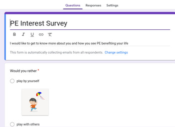 Preview of PE interest survey (google form)