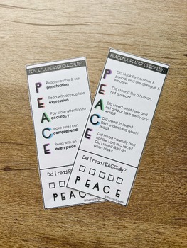 Preview of PEACEful Reader Checklist | Fluency checklist | Fluency lesson idea