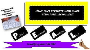 Preview of PEAL Paragraph Sentence Starters and Rubric