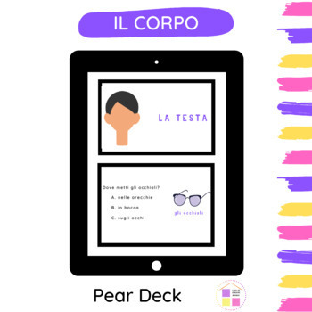 Preview of PEAR DECK | IL CORPO | CINQUE SENSI | LISTENING | DISTANCE LEARNING