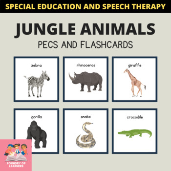 PECS And Flashcards of Jungle Animals For Special Education And Speech  Therapy