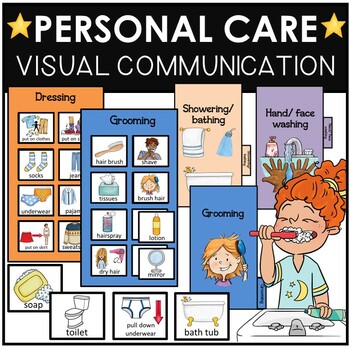 Preview of Personal Care Visual Communication Cards Schedules and Task Analysis AAC