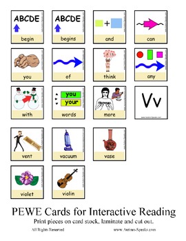 Preview of Small Card Interactive PEWE Reader for the Letter V -  Reading support