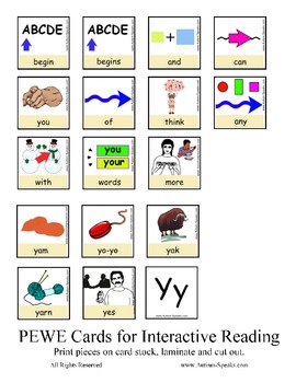 Preview of Small Card Interactive PEWE Reader for the Letter Y - Reading Support for All