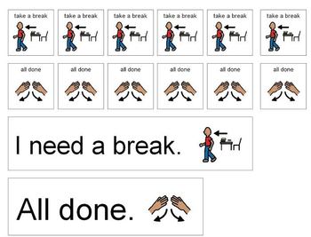 Preview of PECS communication board - "break"/"all done"