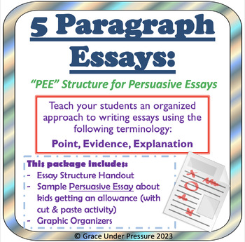Preview of PEE 5 Paragraph Essays: Persuasive Essay Sample & Persuasive Essay Outline
