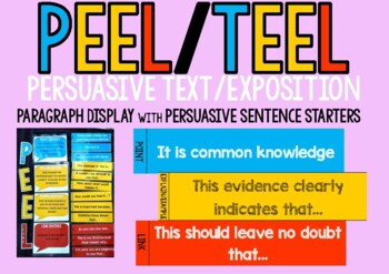 Preview of PEEL Paragraph Display with Persuasive Sentence Starters (TEEL)