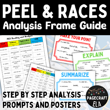 Preview of PEEL RACES Prompts & 198 Posters with Literary Analysis Sentence Starters