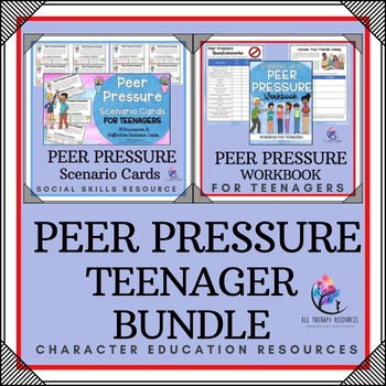 Preview of PEER PRESSURE I Teenage Workbook I CBT Lessons and Activity I Scenarios BUNDLE