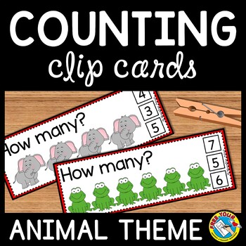 Preview of ANIMALS COUNTING ACTIVITY PRESCHOOL CLIP CARDS KINDERGARTEN NUMBERS TO 10 CENTER