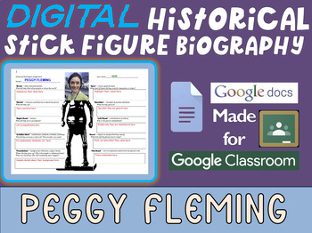 Preview of PEGGY FLEMING Digital Historical Stick Figure Biography (MINI BIOS)