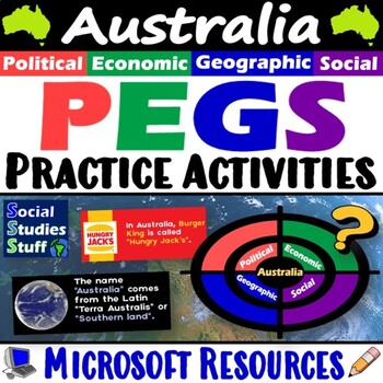 Preview of PEGS Factors of Australia 5-E Lesson | Oceania Practice Activities | Microsoft