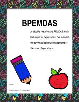 Preview of PEMDAS Foldable