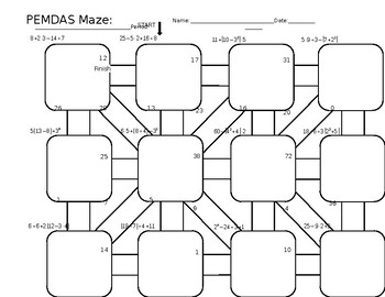 Preview of PEMDAS Maze