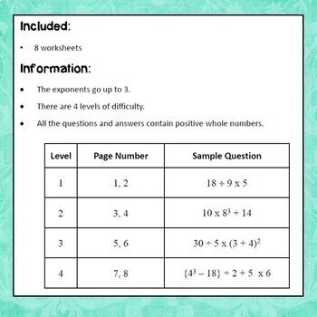 Order of Operations Worksheets by Simone | Teachers Pay Teachers