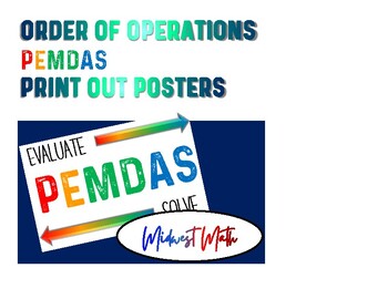 Preview of PEMDAS Order of Operations (BEMDAS / GEMDAS) Poster Printables