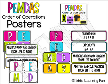 Preview of PEMDAS Poster: Order of Operations Poster - Math Classroom Wall Decor