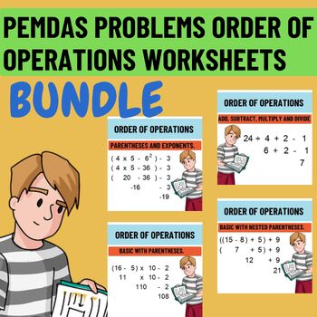 Preview of PEMDAS Problems Order of Operations WORKSHEETS BUNDLE