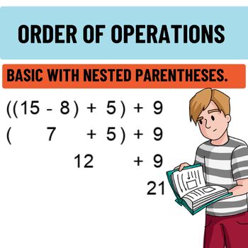 Preview of PEMDAS Problems Order of Operations Worksheets -  Basic with Nested Parentheses