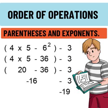Preview of PEMDAS Problems Order of Operations Worksheets -  Basic with Parentheses and Exp