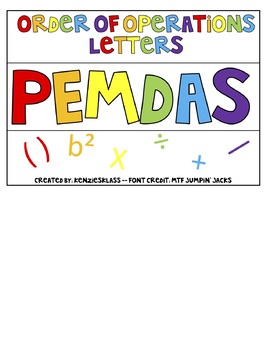 Preview of PEMDAS Rainbow Letters - Order of Operations