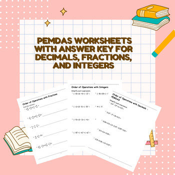 Preview of PEMDAS Worksheets for Decimals, Fractions, and Integers – Answer Key Revealed